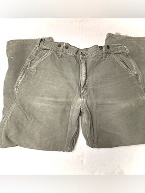 Carhartt Mens 40x32 Flannel Lined Duck Work Pants Logger Suspender Buttons